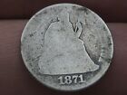 1871 Seated Liberty Silver Dime- P, S or CC, About Good Details