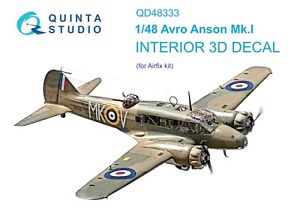 Quinta Studio QD48333 3D Interior Color Decal for Avro Anson Mk.I (Airfix) 1/48