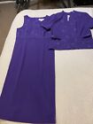 Sag Harbor Dress Petite Purple 2 Piece Jacket Dress Size 10p Embroidered
