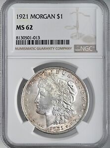 New Listing1921-P $1 MORGAN SILVER DOLLAR MINT STATE NGC MS62 #8130501-013  TONED/TONING