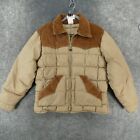 Vintage Walls Western Wear Jacket Mens Large Reg Brown Puffer Corduroy Trim USA