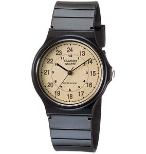 Casio MQ24-9B, Classic Analog Watch, Black Resin Band, Military/Standard Time