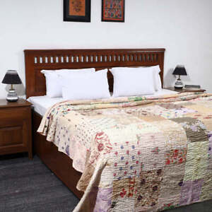 Indian Handmade Patchwork Cotton Silk Handmade kantha Quilt, Blanket, Bedspread