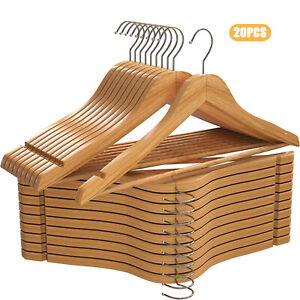 1-30 Pack Home Wood Clothes Hangers Premium Natural Finish Wooden Coat Hangers