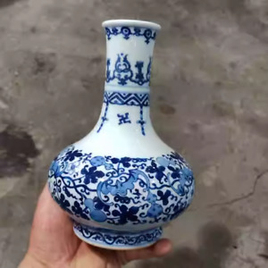 New ListingChinese Beautiful Handmade Painting Blue White Porcelain Flowers Plants Vase