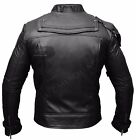 Mens Biker Vintage Motorcycle Cafe Racer Black Leather Jacket