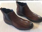 IKE MENS NEW BROWN COGNAC LEATHER CHELSEA BOOTS SIZE 11.5 $68.