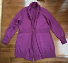 Eileen Fisher women cardigan sweater purple wool 1-button empire waist sz XS EUC