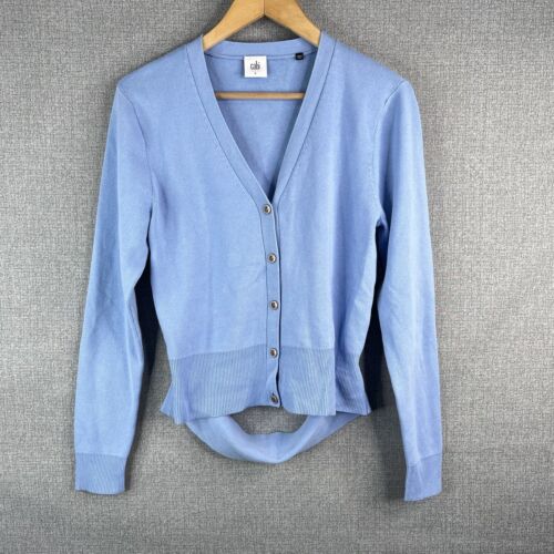 Cabi Sweater Womens Large Cardigan Cutout Back Button Up Front Long Sleeve Blue