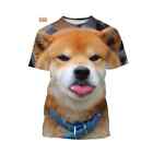 Fun 3D dog Shiba Inu print T-shirt Casual fashion street pop unisex short sleeve