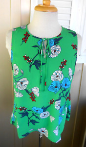 CABI Style #3785 Size Small Floral Green Polyester Sleeveless Blouse