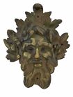 GREEN MAN SMALL bronze  Wall Mount PLAQUE DEVIL FAUN Art Sculpture