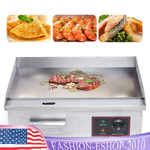 Commercial Electric Griddle Flat Top Grill Heating BBQs Fry Pan Countertop 1.6kW