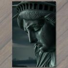 Postcard Statue of Liberty Weeps Cry Sorrow City Background New York Sad For USA