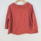 Unbranded womens blouse top size XL red 3/4 sleeve peter pan collar 077390