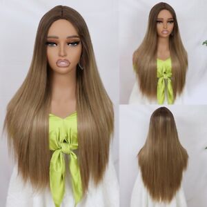 Natural Synthetic Wig Silky Straight Blonde Long Hair Party Wigs Fashion Women