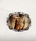 Vintage Dendritic Moss Agate pin sterling silver unsigned designer