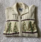 Woman's Storybook Knits HSN Exclusive Sz L Christmas Trees Sweater Zip Up Front
