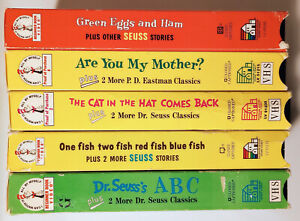 5 VHS lot Doctor Dr Seuss Beginner Book Video ABC Green Eggs Ham One Fish Two +