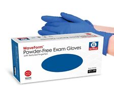 WAVE Blue Nitrile Disposable Exam/Medical Gloves 4 Mil, Latex & Powder Free