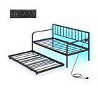 New ListingTwin Daybed Adjustable Sofa Bed Living Room With Charging Station and LED Lights
