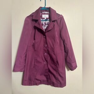 NWOT Relativity Purple Trench Coat Jacket with removable hood size medium