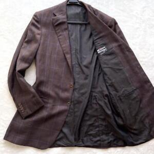 KITON Cashmere & Linen Plaid check Blazer Tailored Jacket Size 52 Brown