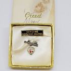 Vintage Creed Sterling Silver Enamel Guilloche Heart Rose Clothes Pin Brooch