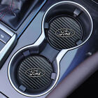 2Pcs Carbon Fiber Texture Car Water Coaster Cup Holder Cup Pad Mat for Ford (For: 2017 Ford Raptor)
