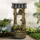 4-tiers Retro Water Fountain Outdoor Garden Patio Decor Resin Ornaments with LED
