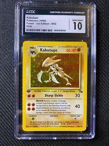 1999 Pokemon Fossil 1st Edition Kabutops Holo Rare 9/62 CGC 10 Gem Mint