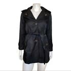 London Fog Black Water Resistant Hooded Trench Coat Women's Extra Large NWT