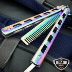 High Quality Practice BALISONG METAL BUTTERFLY RAINBOW Trainer Knife BLADE NEW