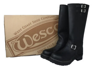 Wesco Black Leather Two Strap Pull On Harness Boots Mens 12 D 18