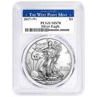 2017 (W) $1 American Silver Eagle PCGS MS70 West Point Label
