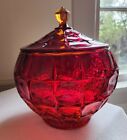Indiana Glass Tiara Constellation Amberina Glass Cookie Jar With Sticker and Tag