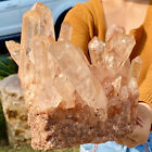 9.56lb Coarse healed specimen of large natural red transparent quartz crystal cl