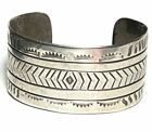Navajo: An Early Large Ingot Coin Silver Stamped Cuff Bracelet