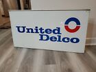 c.1950s Original Vintage United AC Delco Sign Metal 2 Sided Gas Oil Chevy GM