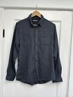 Barbour Men's Button up Ems Nep Shirt in Navy Cotton size Medium