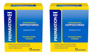 2 - Preparation H Hemorrhoid Suppositories 12 Count - 24 Total - EXP 2025
