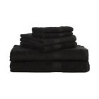 Solid 6-Piece Adult Bath Towel Set, Rich Black