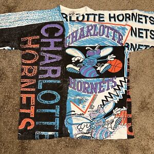 Vintage 90s Magic Johnson NBA Charlotte Hornets AOP Shirt Men’s Sz L
