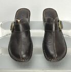 Size 8 Womens Clogs Mule Shoes  Bolo by Born Brown Casual Leather Slip On Buckle