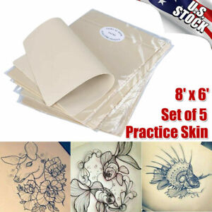 5Pc Tattoo Practice Fake Skin Blank Sheets Needle Machine Supplies Training Tool