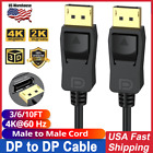 3-10FT Display Port to Display Port Cable DP Male Cord 4K 60Hz UHD Video Audio
