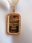 1/2 ounce gold credit suisse bar with rope bezel pendant