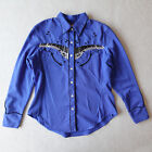 Scully Shirt Pearl Snap Buttons Small Blue Musical Piano Blue Western
