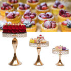 3 Set Cake Holder Wedding Gold Crystal Dessert Cupcake Stand Set Metal Plates
