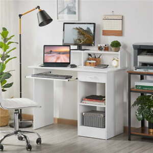 New ListingSmile Mart Wooden Home Office Computer Desk with Drawers and Keyboard Tray @